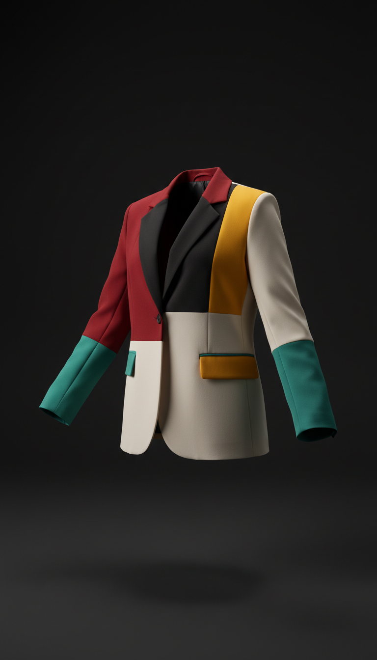 Color-blocked tailored blazer
