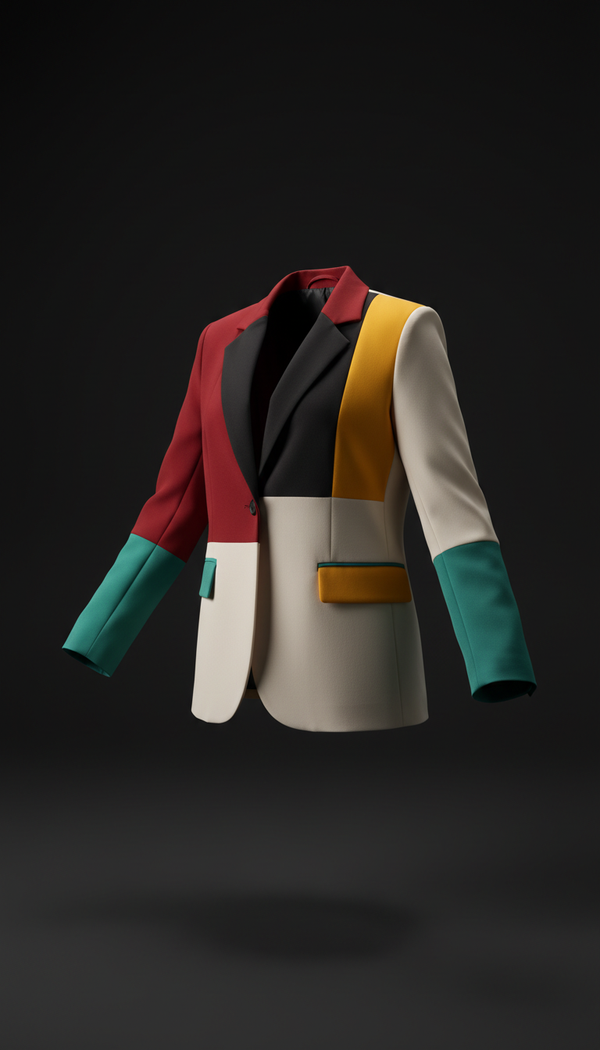 Color-blocked tailored blazer